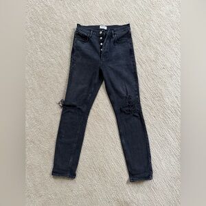 Agolde Women's Dark Gray Distressed Skinny Jeans